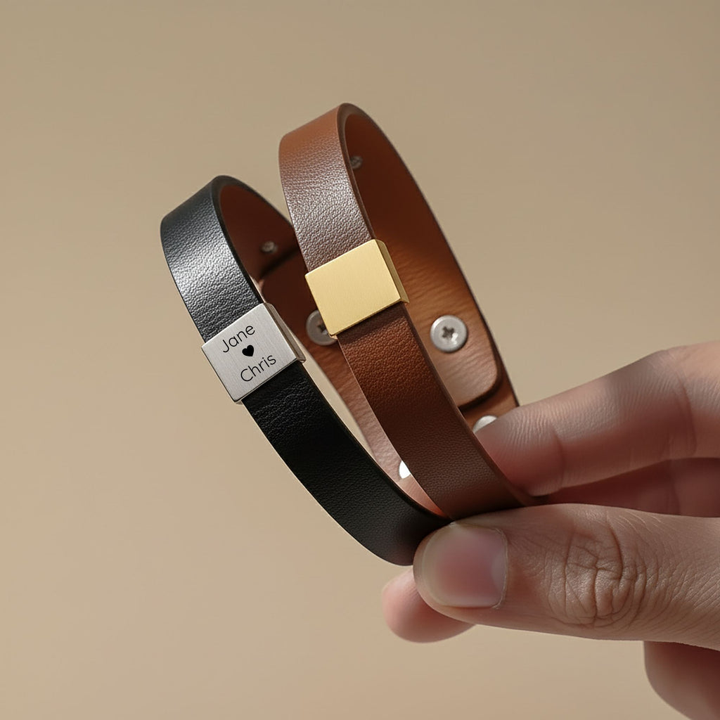 Le bracelet cuir gravé