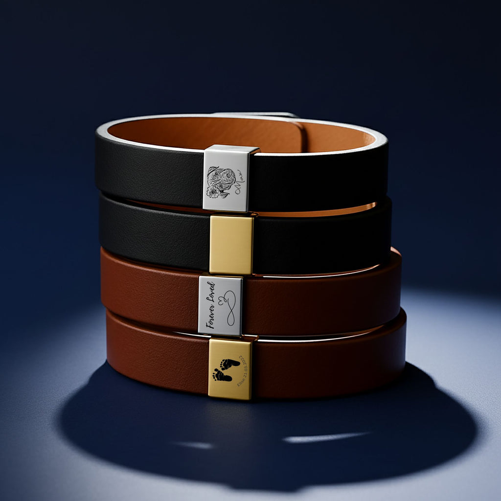 Le bracelet cuir gravé